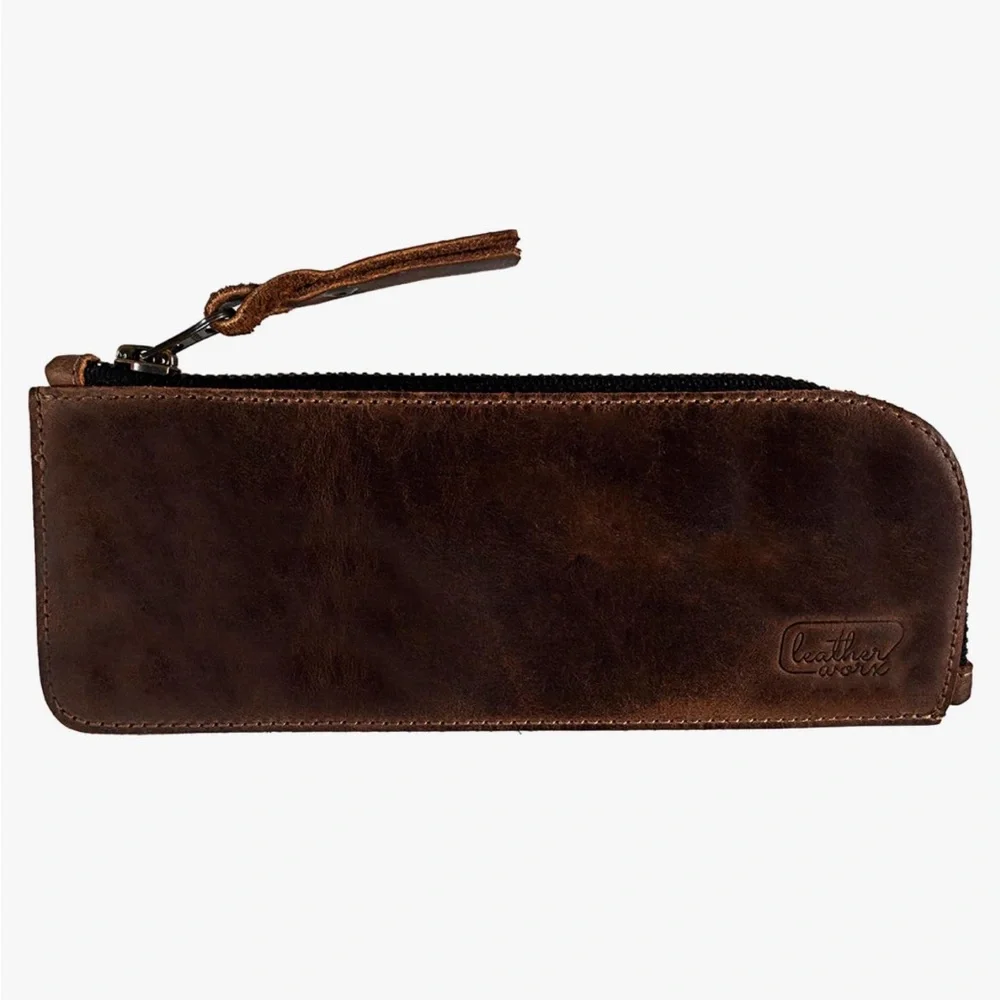 Leather Worx Full Grain Leather Pencil Pouch